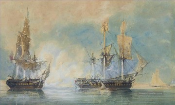 Crescent Erfassung der Französisch Fregatte Reunion vor Cherbourg 1793 Kriegsschiff Seeschlacht Ölgemälde